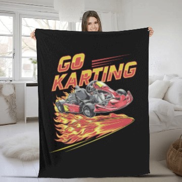 Discover Go Kart Go Karting Fire for a Kart driver Go Kart Fleece Blankets