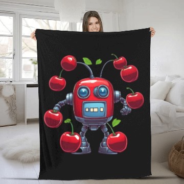 Discover Robot Cherry Fleece Blankets