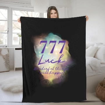 Discover Angel Numbers Luck Mindful Quote 777 Fleece Blankets