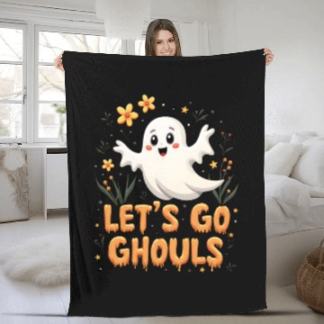 Discover Let's Go Ghouls Halloween Ghost Outfit Fleece Blankets