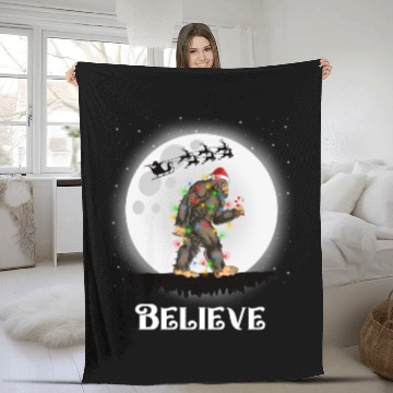 Discover Believe Santa Bigfoot Christmas Sasquatch Fleece Blankets