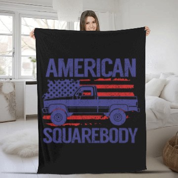 Discover Classic C10 American Square Body Truck USA Flag Fleece Blankets