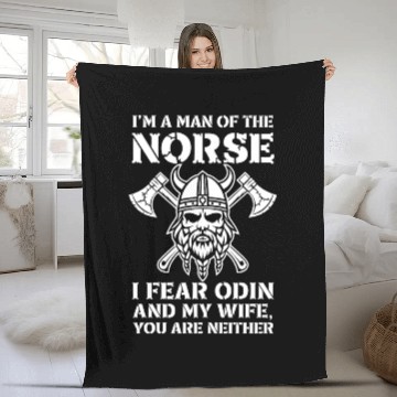 Discover Norse Viking Warrior Fearless Humor with Axes Fleece Blankets