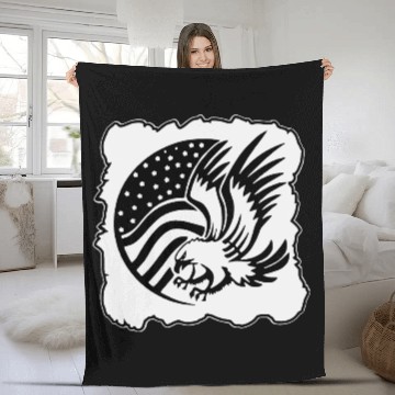 Discover Flying Eagle W Flag LIKE US ON FB #USAPatriotGrap Fleece Blankets