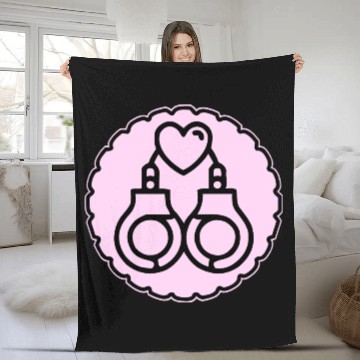 Discover Pink Heart & Handcuffs LIKE US ON FB #USAPatriotG Fleece Blankets