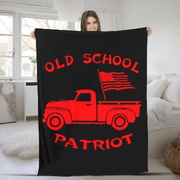 Discover Truck& Flag Old School Patriot LIKE US ON FB # Fleece Blankets