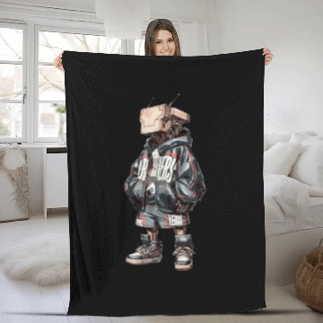 Discover futuristic robot with a streetwear-inspired Fleece Blankets
