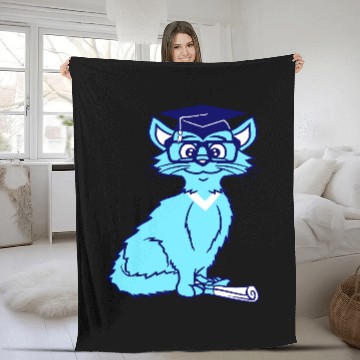 Discover College Degree Cat School-leaving Certificate Pass Fleece Blankets