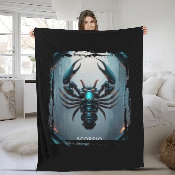 Discover Zodiac sign Scorpio in cyberpunk era Future Fleece Blankets