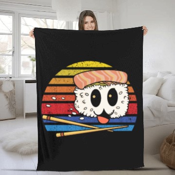 Discover Sashimi Sushi Roll Kawaii Japan Maki Sushi Fleece Blankets