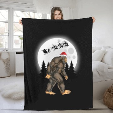 Discover Bigfoot Believe Christmas Tree Sasquatch Santa Fleece Blankets