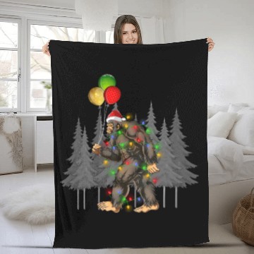 Discover Bigfoot Believe Christmas Tree Sasquatch Santa Fleece Blankets