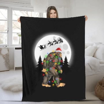 Discover Bigfoot Believe Christmas Tree Sasquatch Santa Fleece Blankets