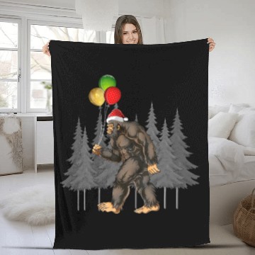 Discover Bigfoot Believe Christmas Tree Sasquatch Santa Fleece Blankets