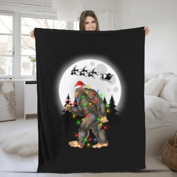 Discover Bigfoot Believe Christmas Tree Sasquatch Santa Fleece Blankets