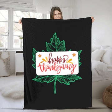 Discover Happy Thanksgiving Leaf Fleece Blankets