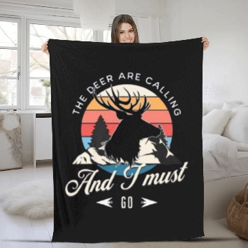 Discover Funny Deer Bow Hunting Season Camping Outdoors Fleece Blankets