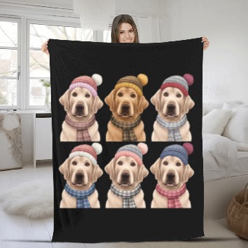 Discover Winter Golden Retriever Fleece Blankets