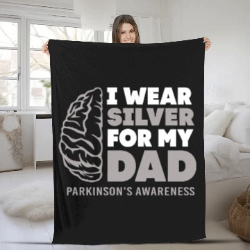 Discover I Wear Silver For Dad Parkinsons Disease Awareness Fleece Blankets