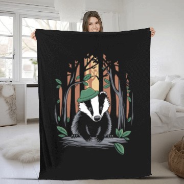Discover Cottagecore Badge in Forest with Hat Charm Fleece Blankets