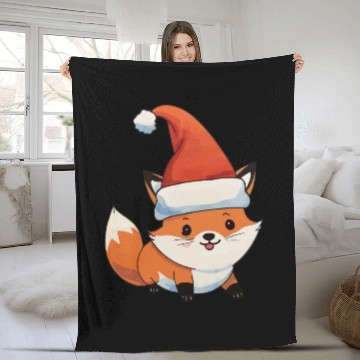 Discover Fox Christmas Watercolor Fleece Blankets