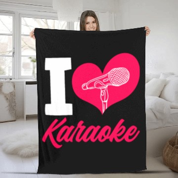 Discover I Love Karaoke Microphone Heart Fleece Blankets