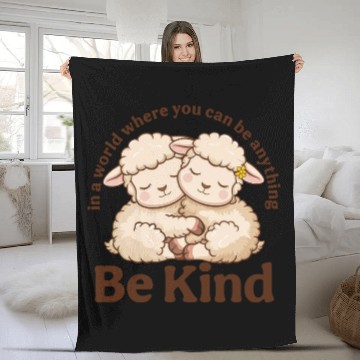 Discover Lamb In a World Where You Can Be Anything Be Kind Fleece Blankets