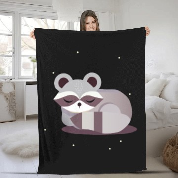 Discover Minimalist raccoon animal illustration Fleece Blankets