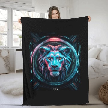 Discover Zodiac sign Leo in cyberpunk era Future Fleece Blankets