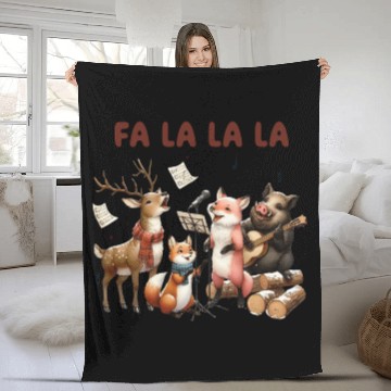 Discover Fa La La La Woodland Choir Christmas Vibes Fleece Blankets