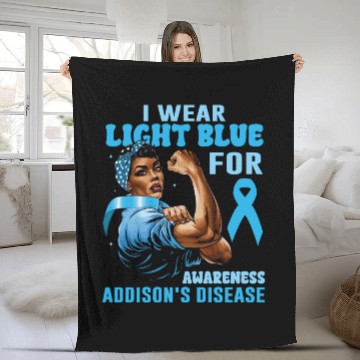 Discover I Wear Light Blue For Addisons Disease Awareness Fleece Blankets