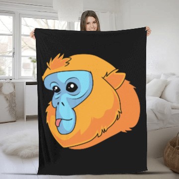 Discover Monkey Lover Golden Snub Nosed Monkey Face Fleece Blankets