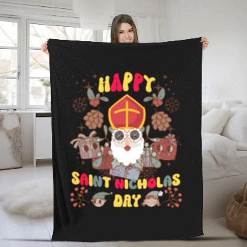 Discover Groovy Saint Nicholas Day logo Fleece Blankets