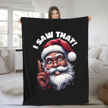 Discover Santa's Watching Festive African American Santa Fleece Blankets