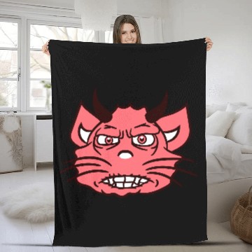 Discover Demon Monster Cat Halloween Fun Horror Devil Horns Fleece Blankets