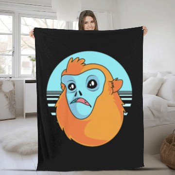 Discover Funny Monkey Face Golden Snub Nosed Monkey Fleece Blankets