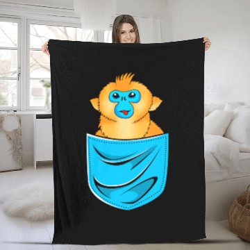 Discover Cute Golden Snub Nosed Monkey In A Pocket Fleece Blankets
