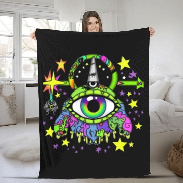 Discover Crazy Psychedelic Pop Punk Monster Fleece Blankets