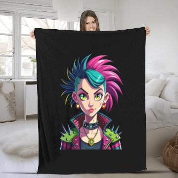 Discover Vivid Punk Rebellion - Bold and Fearless Fleece Blankets