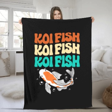 Discover Retro Colorful Koi Fish Japanese Koi Carp Fish Fleece Blankets