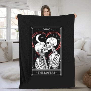 Discover Gothic Line Art Of The Lovers Tarot Card Fleece Blankets