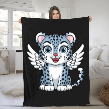 Discover Blue tiger cat with angel wings dreamlike Fleece Blankets