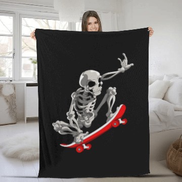 Discover Skateboarding Skeleton Halloween Skater Skateboard Fleece Blankets