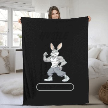 Discover Hustle For That Muscle Bunny Fleece Blankets