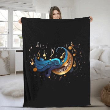 Discover Celestial Music Waves: Abstract Notes and Flow Fleece Blankets