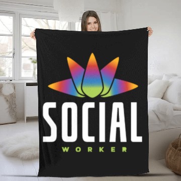 Discover Social Worker Rainbow Lotus Fleece Blankets