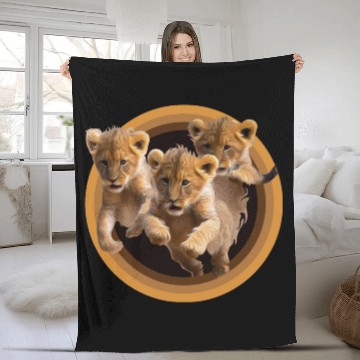 Discover Kittens, Lion cubs Fleece Blankets