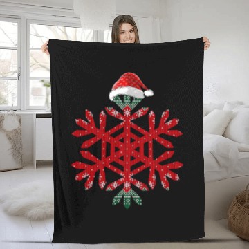 Discover Christmas Buffalo Plaid Snowflakes Santa hat Fleece Blankets