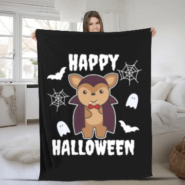 Discover Deer Happy Halloween Cute Devil Vampire Costume Fleece Blankets