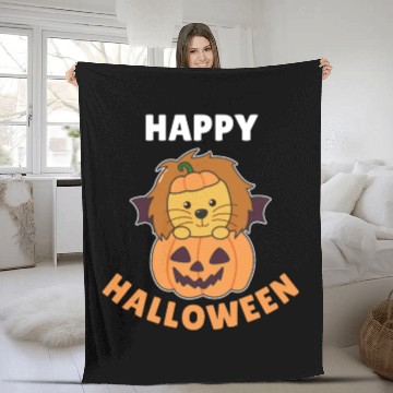Discover Lion Happy Halloween Pumpkin Bat Costume Fleece Blankets